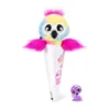 A plush toy parrot in a cone-shaped packaging with a small purple toy figure next to it. Podgląd zdjęcia produktu