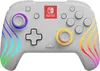 A white Nintendo Switch controller with colorful LED accents. Produktbild-Vorschau