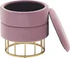 BELIANI Pouf mit Stauraum Rosa Samt Gepolstert Gesteppt Produktbild-Vorschau 4
