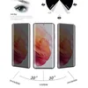 Marketing image showing three smartphones with privacy screen protectors, illustrating the anti-spy feature with angles and visibility indicators. Produktbild-Vorschau