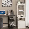A modern home office setup with a desk, laptop, and a tall white shelving unit. Produktbild-Vorschau