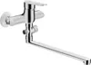 A chrome-plated wall-mounted faucet with a long, extendable spout. Náhled obrázku produktu