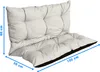 A beige and black cushion for a Hollywood swing or garden bench, with dimensions indicated. Náhľad obrázku produktu