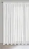 A white lace curtain hanging in front of a window. Produktbild-Vorschau