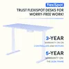A wireframe illustration of a standing desk with warranty information. Anteprima dell’immagine prodotto
