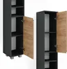 Two tall, narrow cabinets with doors open, showing shelves inside. Náhľad obrázku produktu