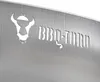 Close-up of a metal surface with a cut-out logo and text. Anteprima dell’immagine prodotto