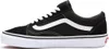 A side view of a black Vans Old Skool sneaker with a white stripe. Voir les images du produit
