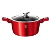 A red pot with a glass lid and silver handles, shown on a white background. Produktbild-Vorschau