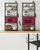 Two identical kitchen shelves with a microwave placed at different heights. Náhled obrázku produktu