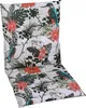 A chair cushion with a tropical pattern featuring birds and flowers. Produktbild-Vorschau