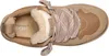 Top-down view of a beige UGG sneaker with pink plaid laces. Produktbild-Vorschau