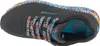 A top-down view of a black Skechers sneaker with colorful patterned laces and accents. Náhled obrázku produktu