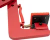 A close-up view of a red metal lifting clamp with orange and black rubber grips. Podgląd zdjęcia produktu