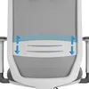 Close-up of the back of a gray office chair, highlighting adjustable lumbar support with blue arrows indicating vertical movement. Náhľad obrázku produktu