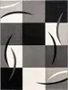 A close-up, flat lay image of a rug with a checkered pattern and abstract curved shapes. Anteprima dell’immagine prodotto