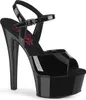 GLEAM-609 Damen Sandale von Pleaser, Schwarz Lack , EU 40, Produktbild-Vorschau 1