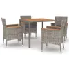 vidaXL 5-tlg. Garten-Essgruppe mit Kissen Grau Poly Rattan Produktbild-Vorschau 1