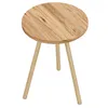 A round wooden side table with three legs, shown against a white background. Produktbild-Vorschau