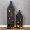 2er Set Laterne Haus 65-95cm Metall Schwarz Deko Windlicht Produktbild-Vorschau 7