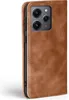 A close-up side view of a brown leather flip phone case for a Xiaomi Redmi 12. Produktbild-Vorschau