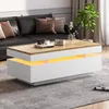 Merax Hochglänzender Couchtisch mit LED, Wohnzimmertisch Produktbild-Vorschau 4