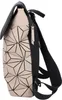 Side view of a beige backpack with a geometric pattern and black straps. Produktbild-Vorschau