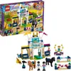 A LEGO Friends Stephanies Reitturnier playset is shown, both in its packaging and assembled. Podgląd zdjęcia produktu
