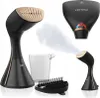 Collage of a handheld garment steamer and its accessories on a white background. Podgląd zdjęcia produktu