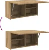 A wall-mounted cabinet with its top flap open, showing internal shelves. Produktbild-Vorschau
