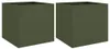 vidaXL Pflanzkübel 2 Stk. Olivgrün 49x47x46 cm Stahl Produktbild-Vorschau 1
