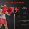 A young girl wearing boxing gloves is shown next to a punching bag, with text and icons highlighting the benefits of boxing. Produktbild-Vorschau
