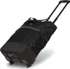 A black wheeled duffel bag with a quilted pattern and gold zipper detail, shown from a low angle on a white background. Náhľad obrázku produktu