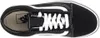 A top-down view of a black Vans Old Skool sneaker with white laces and a white side stripe. Voir les images du produit