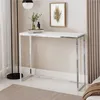 A console table with a white top and chrome legs is shown in a room setting. Produktbild-Vorschau