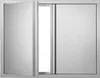 A stainless steel grill access door with one door ajar. Voir les images du produit