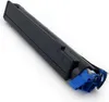 A black toner cartridge with blue plastic components at one end, isolated on a white background. Produktbild-Vorschau