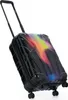 A black rolling suitcase with a gradient of neon colors on its surface, shown at an angle with its handle extended. Voir les images du produit