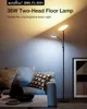 A modern living room scene with a couch, coffee table, and a two-head floor lamp. Podgląd zdjęcia produktu