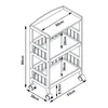 A diagram of a three-tiered serving cart with dimensions indicated. Voir les images du produit