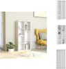 A white bookshelf with several compartments is shown in a room with a yellow chair and a rug. Produktbild-Vorschau