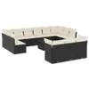 vidaXL 14-tlg. Garten-Sofagarnitur mit Kissen Schwarz Poly Produktbild-Vorschau 1