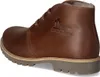 A side view of a brown leather boot. Voir les images du produit