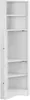 An empty white corner cabinet with its door open, showing multiple shelves. Podgląd zdjęcia produktu