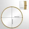 A round mirror with dimensions indicated by lines and text. Produktbild-Vorschau