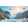 A mountainous landscape with various extreme sports equipment and participants, under a bright sun. Produktbild-Vorschau
