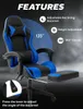 A gaming chair with its features highlighted. Produktbild-Vorschau