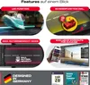 Collage of marketing images showcasing features of a Sportstech treadmill. Produktbild-Vorschau