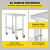 A stainless steel prep table with descriptive text overlays. Anteprima dell’immagine prodotto