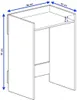 A line drawing of a washing machine cabinet with dimensions indicated. Produktbild-Vorschau